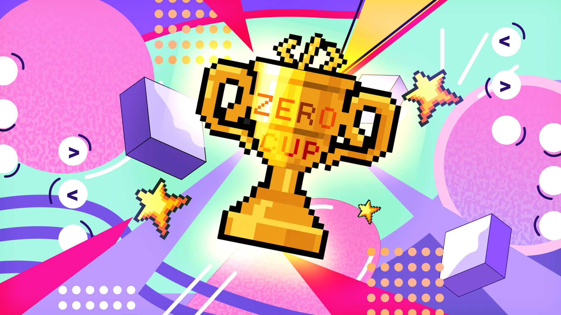 The Zero Cup trophy in retro pixel-art arcade style